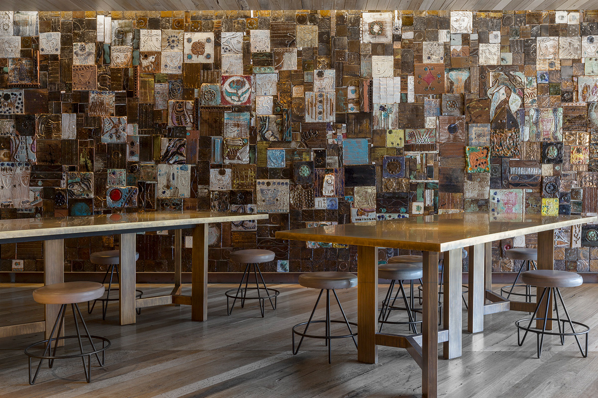 Wall of tiles made by Gerard Havekes. Shot by Ross Honeysett.