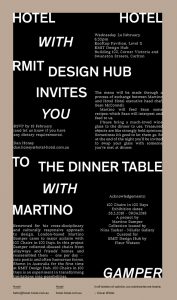 Martino Gamper Dinner invitation. Digital. 