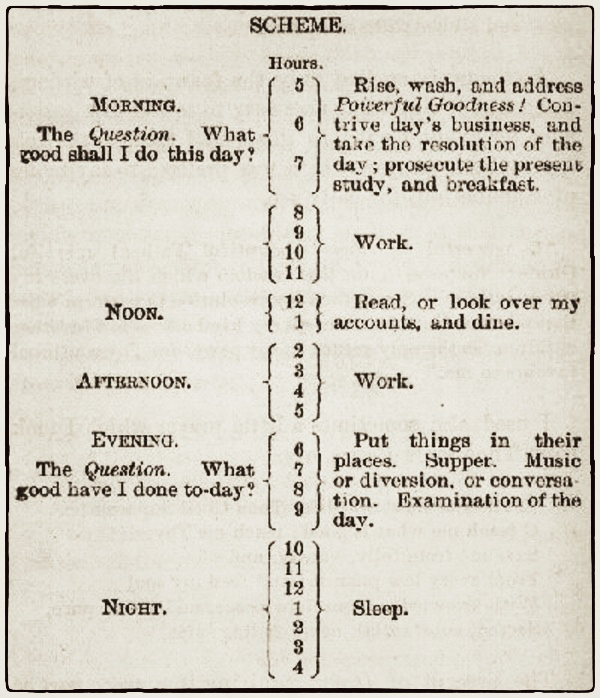 Benjamin Franklin's daily planner