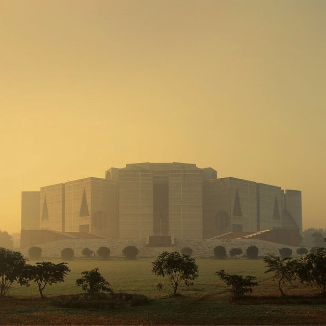 'The National Assembly Building' designed by Louis Kahn, 1962 to 1974. 