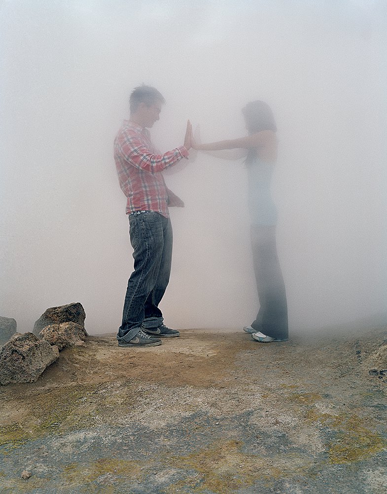 ‘Future Perfect- 2010, Steam Portrait Couple Touching Hands’ by Judy Natal, 2008 to 2012.