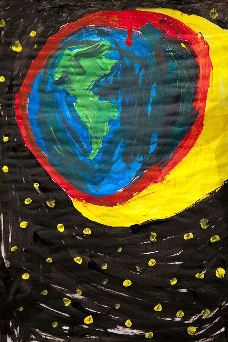 ‘Future Perfect- 2030, Kid’s Drawing of the Earth Hurtling Through Space’ by Judy Natal, 2008 to 2012.