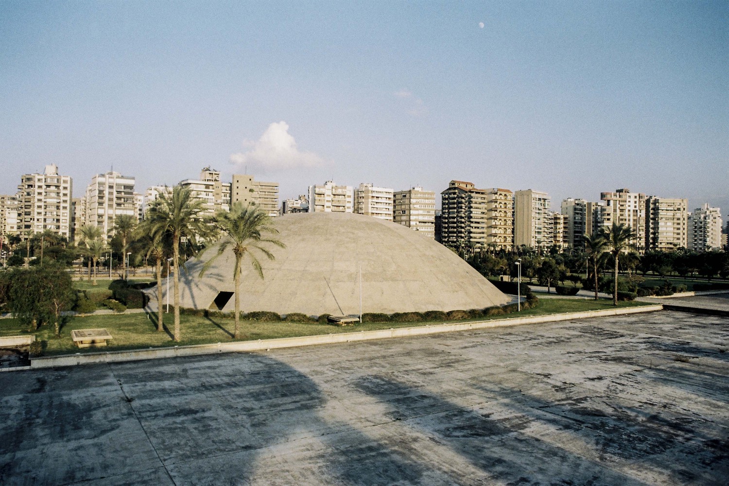 The Enclosed Theatre; part of the unfinished international fairgrounds in Tripoli, Lebanon, designed by Oscar Niemeyer. <br />
<br />
The construction of the grounds stopped in 1975 with the outbreak of the civil war in Lebanon. Shot by Anthony Saroufim.